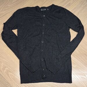 Charcoal Jewel-Button Cardigan